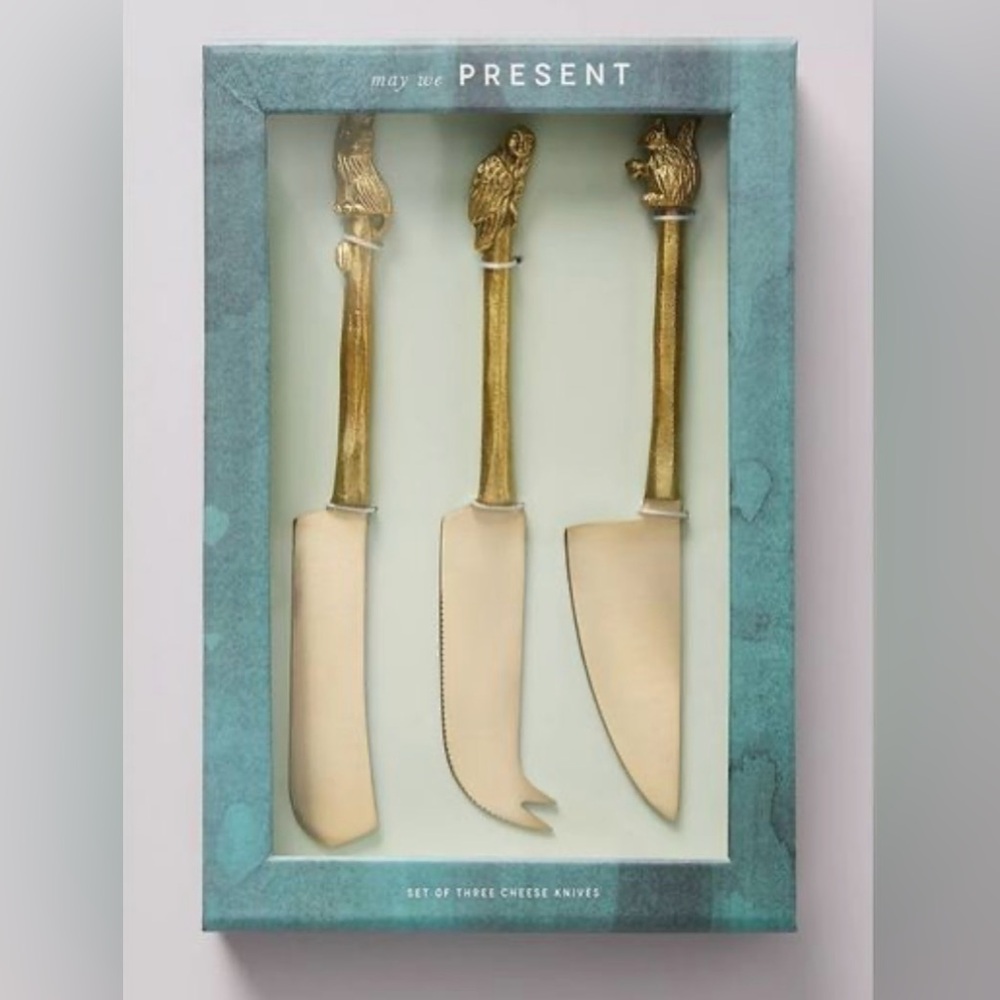 NIB Lovis Woodland Cheese Knives, Set of 3 (Anthropologie)